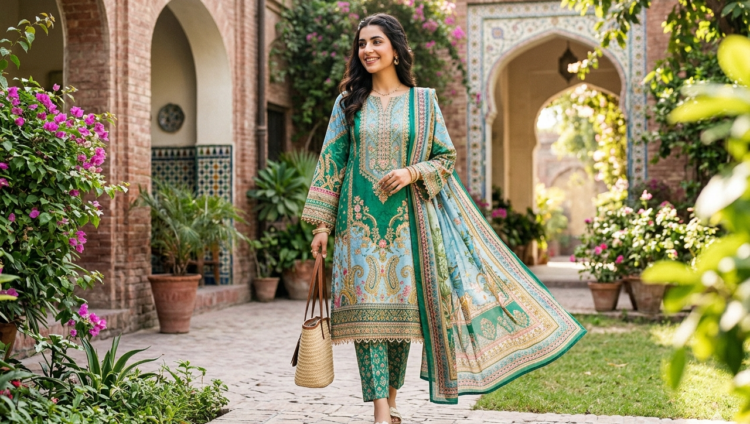 3 Piece Lawn Suit Pakistan Latest Summer Collection