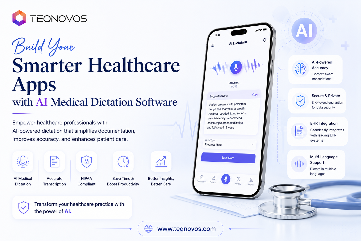 Build Your Smarter Healthcare Apps with AI Medical Dictation Software - Teqnovos